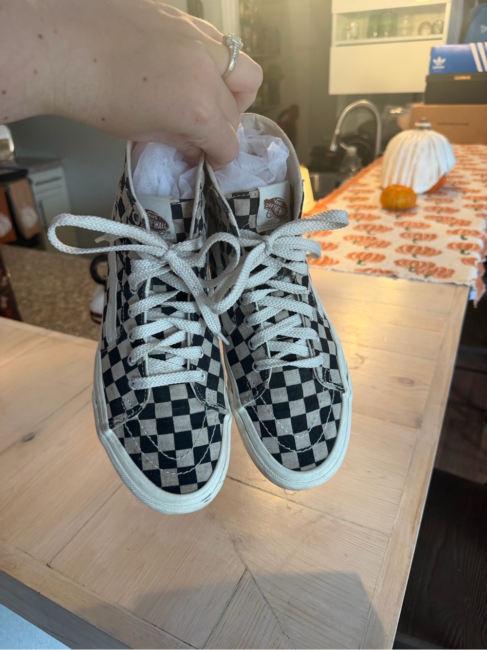 Vans Sk8-Hi Checkered Sneakers in Black & White